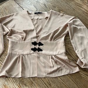 Blush opera jacket with black closure by Missguided UK